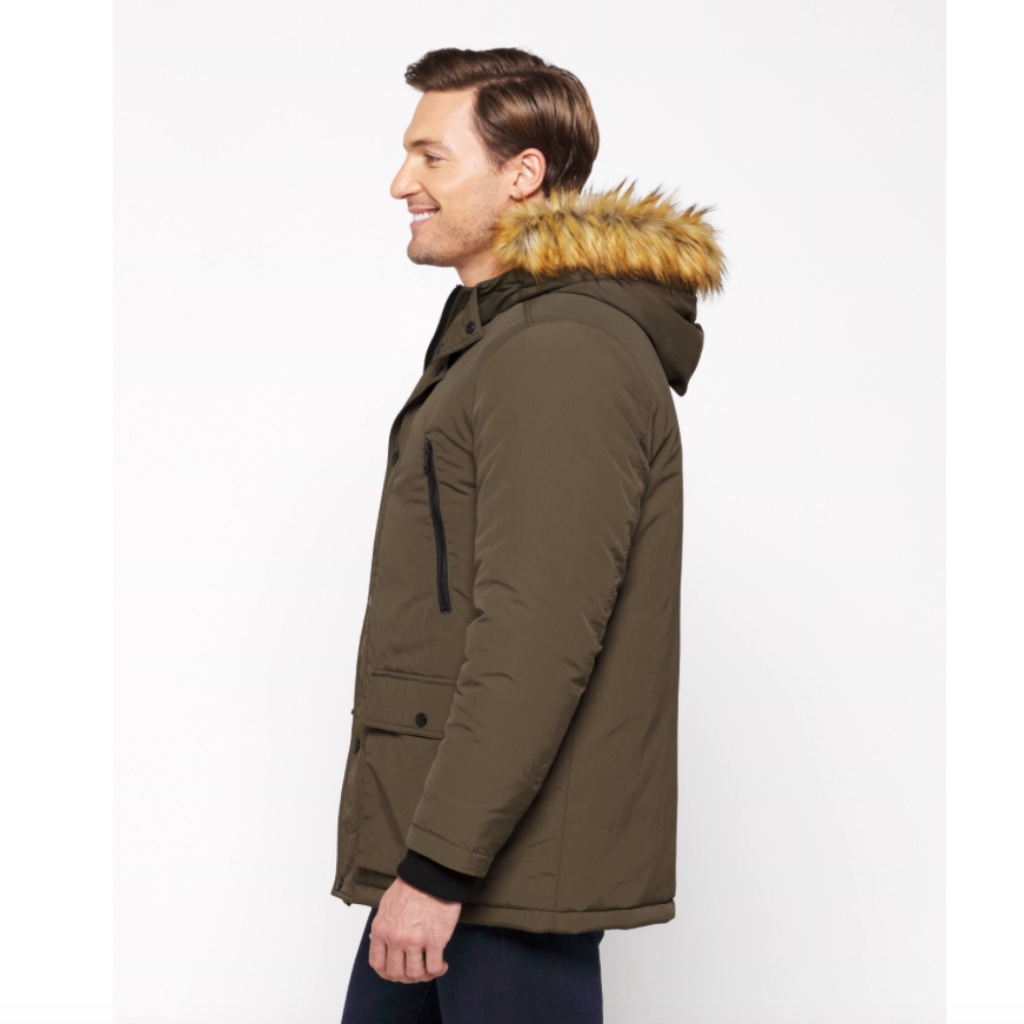 Nwt Bleecker & Broad Ny Men's Olive Green Faux Fur Coat